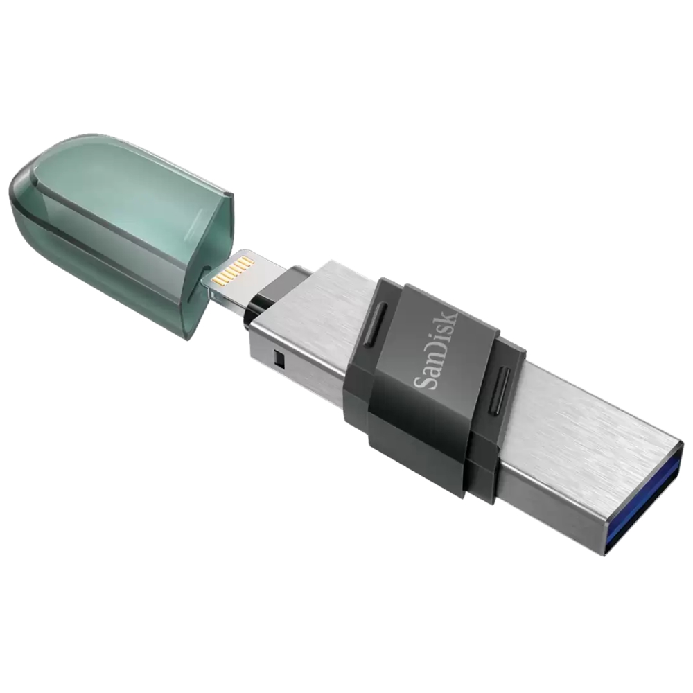 USB ფლეშ მეხსიერება SanDisk SDIX90N-128G-GN6NE, 128GB, Type A Lightning, Black/Green