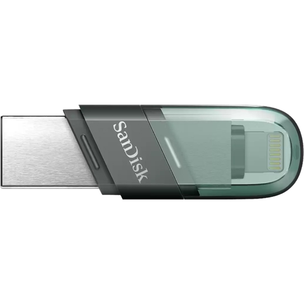 USB ფლეშ მეხსიერება SanDisk SDIX90N-128G-GN6NE, 128GB, Type A Lightning, Black/Green