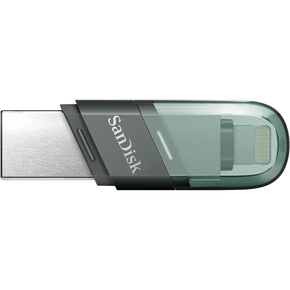 USB ფლეშ მეხსიერება SanDisk SDIX90N-128G-GN6NE, 128GB, Type A Lightning, Black/Green