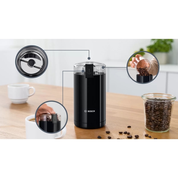 ყავის საფქვავი Bosch TSM6A013B, 180W, Electric Coffee Grinder, Black