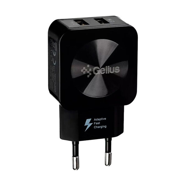 დამტენი Gelius GU-HC02, 2xUSB-A, Black