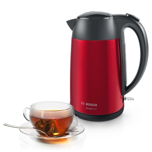 ელექტრო ჩაიდანი Bosch TWK3P424, 2400W, 1.7L, Electric Kettle, Red/Black