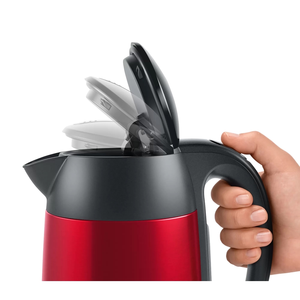 ელექტრო ჩაიდანი Bosch TWK3P424, 2400W, 1.7L, Electric Kettle, Red/Black