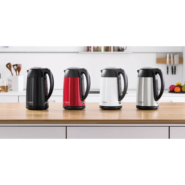 ელექტრო ჩაიდანი Bosch TWK3P424, 2400W, 1.7L, Electric Kettle, Red/Black