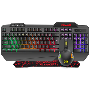 გეიმინგ კომპლექტი Marvo CM306, Wired Keyboard + Mouse + Mouse Pad, USB, Black