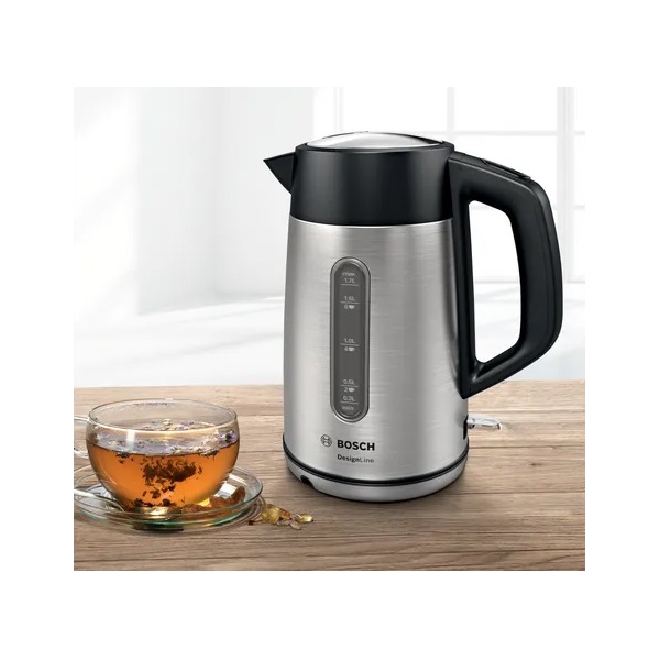 ელექტრო ჩაიდანი Bosch TWK4P440, 2400W, 1.7L, Electric Kettle, Silver/Black