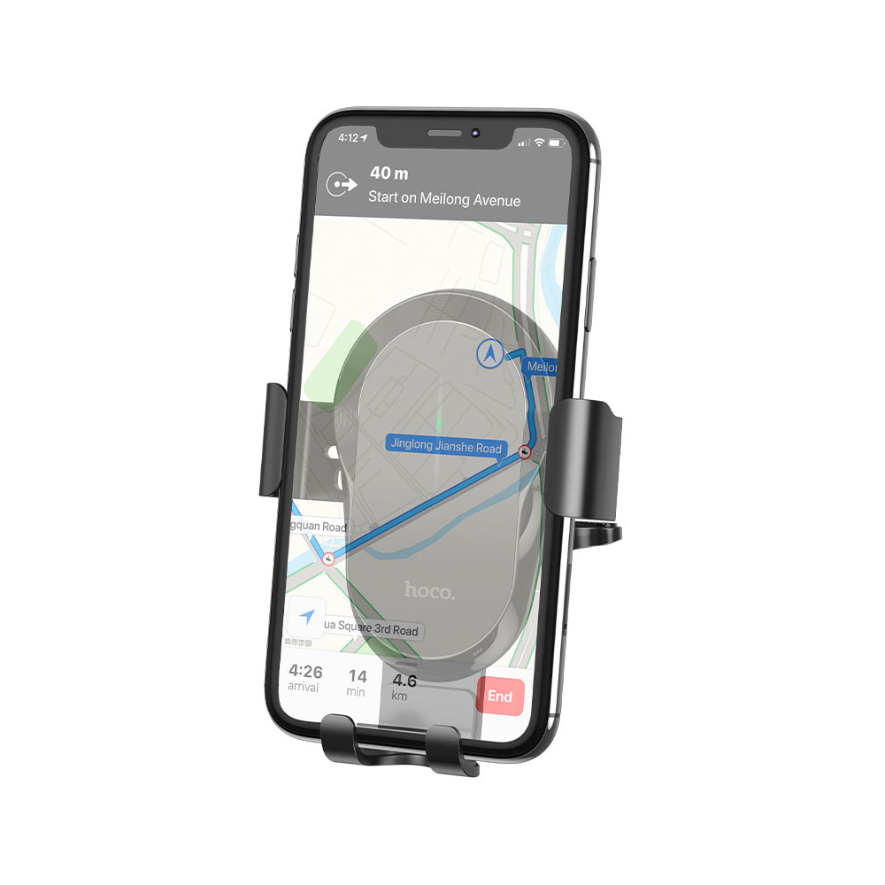 მობილურის დამტენი მანქანისთვის Hoco CA105, Wireless Charging Car Holder, Black