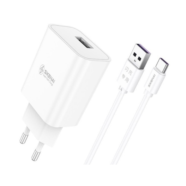 დამტენი Sikenai X3T-EU, USB-C, Charger, White