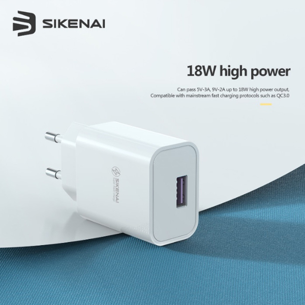 დამტენი Sikenai X3T-EU, USB-C, Charger, White