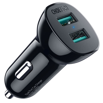 მანქანის დამტენი Choetech C0051-V5, 2xUSB-A, Car Charger, Black