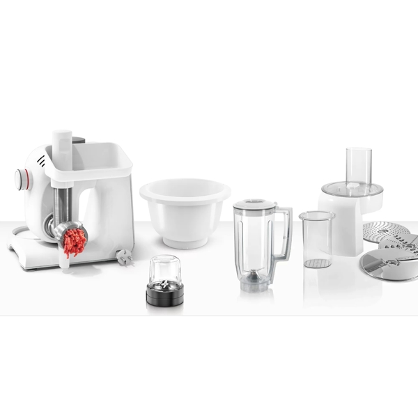 სამზარეულოს კომბაინი Bosch MUM58257, 1000W, 3.9L, Food Processor, White/Silver