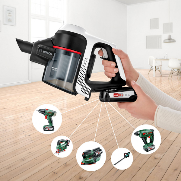 მტვერსასრუტი Bosch BCS61BAT2, 0.3L, Vacuum Cleaner, White/Black