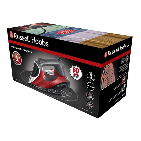 ორთქლის უთო Russell Hobbs 25090-56/RH, 2600W, 350ML, Steam Iron, Black/Red