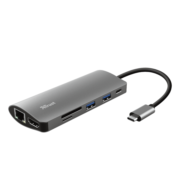 USB-C ჰაბი Trust 23775 Dalyx, 7-in-1 USB-C, Silver