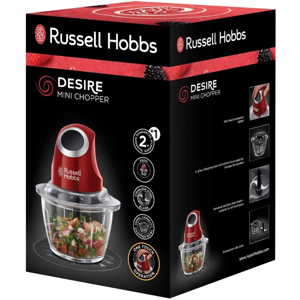 ჩოპერი Russel Hobbs 24660-56/RH, 200W, 500ML, Chopper, Red