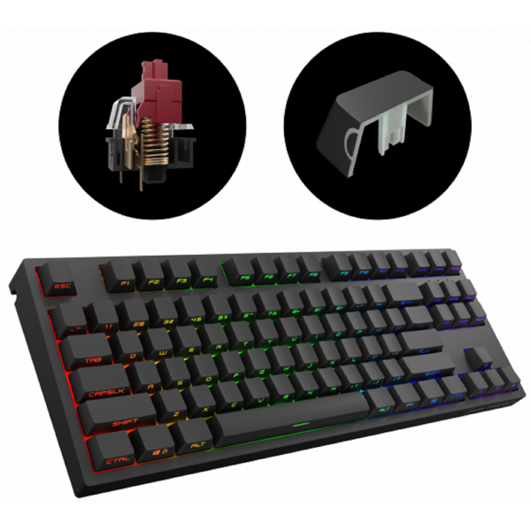 კლავიატურა Dark Project DP-KD-87A-006310-GRD, Optical 2.0 Red, Wired, USB, Gaming Keyboard, Black