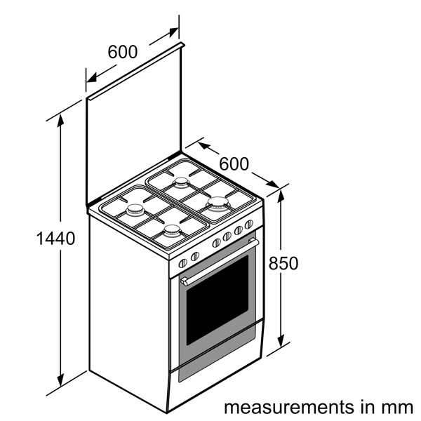 გაზქურა Bosch HXC39AG20Q, 3 Gas, Oven, White