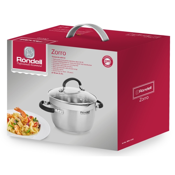 ქვაბი Rondell RDS 1446, 2.3L, 28cm, Silver