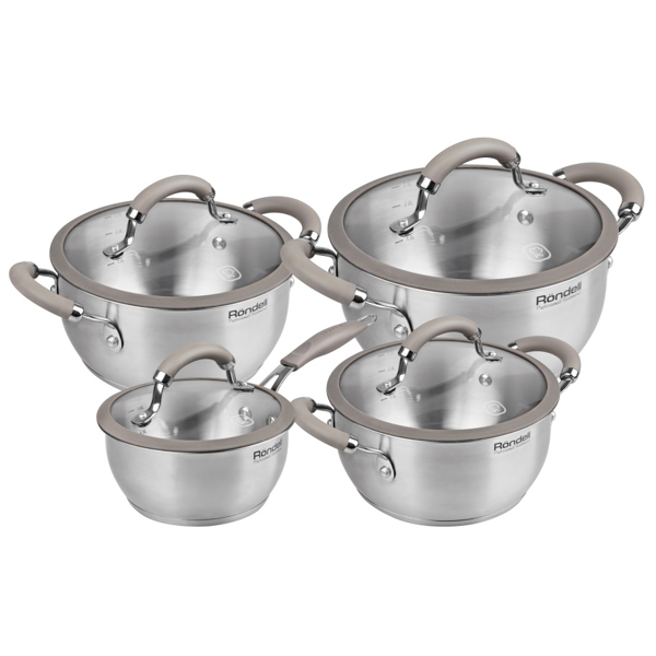 ქვაბების ნაკრები Rondell RDS 756, 4Pcs Set, Silver