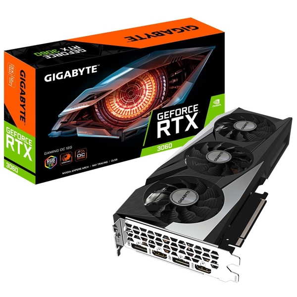 ვიდეო დაფა Gigabyte GV-N3060GAMING_OC-12GD Gaming GeForce RTX3060 OC, 12GB, 192bit, HDMI, DP, Black