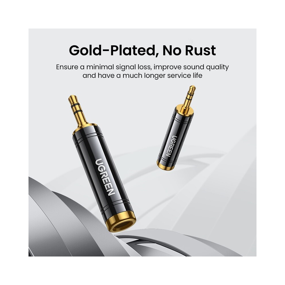 აუდიო ადაპტერი UGREEN AV168 (60711), 3.5mm to 6.35mm Audio Adapter, Black