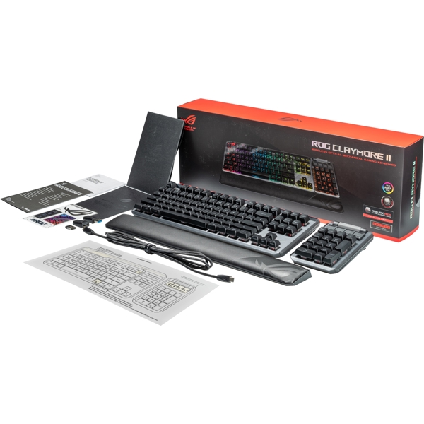 კლავიატურა Asus 90MP01W0-BKUA01 ROG Claymore II, Wired, RGB, USB, Gaming Keyboard, Black