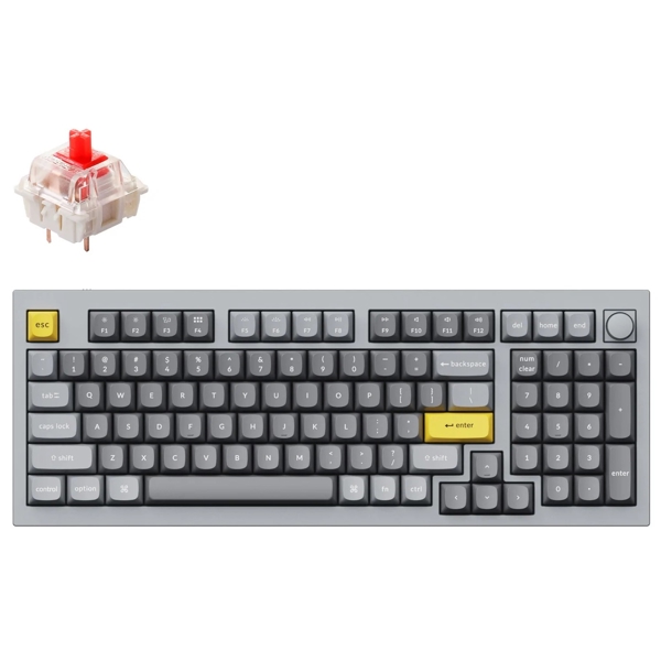 კლავიატურა Keychron Q5N1Z, Gateron G pro Red, Wired, RGB, USB, Gaming Keyboard, Gray