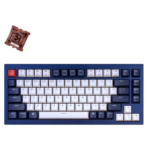 კლავიატურა Keychron Q1O3, Gateron Phantom Brown, Wired, RGB, USB, Gaming Keyboard, Blue