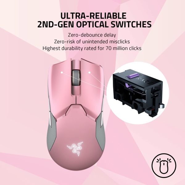 მაუსი Razer RZ01-03050300-R3M1 Viper Ultimate, Wired, USB, Gaming Mouse, Pink