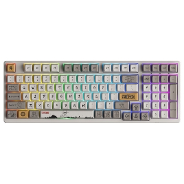 კლავიატურა Akko 3098S One Piece Calligraphy, CS Jelly Blue, Wired, RGB, Type-C, Gaming Keyboard, White/Brown