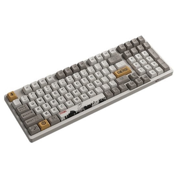 კლავიატურა Akko 3098S One Piece Calligraphy, CS Jelly Blue, Wired, RGB, Type-C, Gaming Keyboard, White/Brown