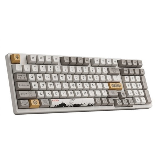 კლავიატურა Akko 3098S One Piece Calligraphy, CS Jelly White, Wired, RGB, Type-C, Gaming Keyboard, White/Brown