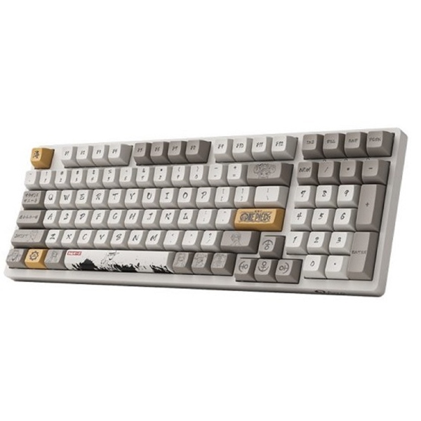 კლავიატურა Akko 3098S One Piece Calligraphy, CS Jelly White, Wired, RGB, Type-C, Gaming Keyboard, White/Brown