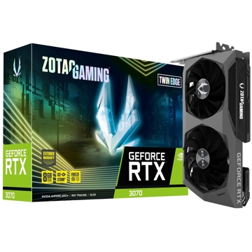 ვიდეო დაფა Zotac ZT-A30700E-10PLHR, Gaming GeForce RTX3070 Twin Edge LHR, 8GB, 256bit, HDMI, DP, Black