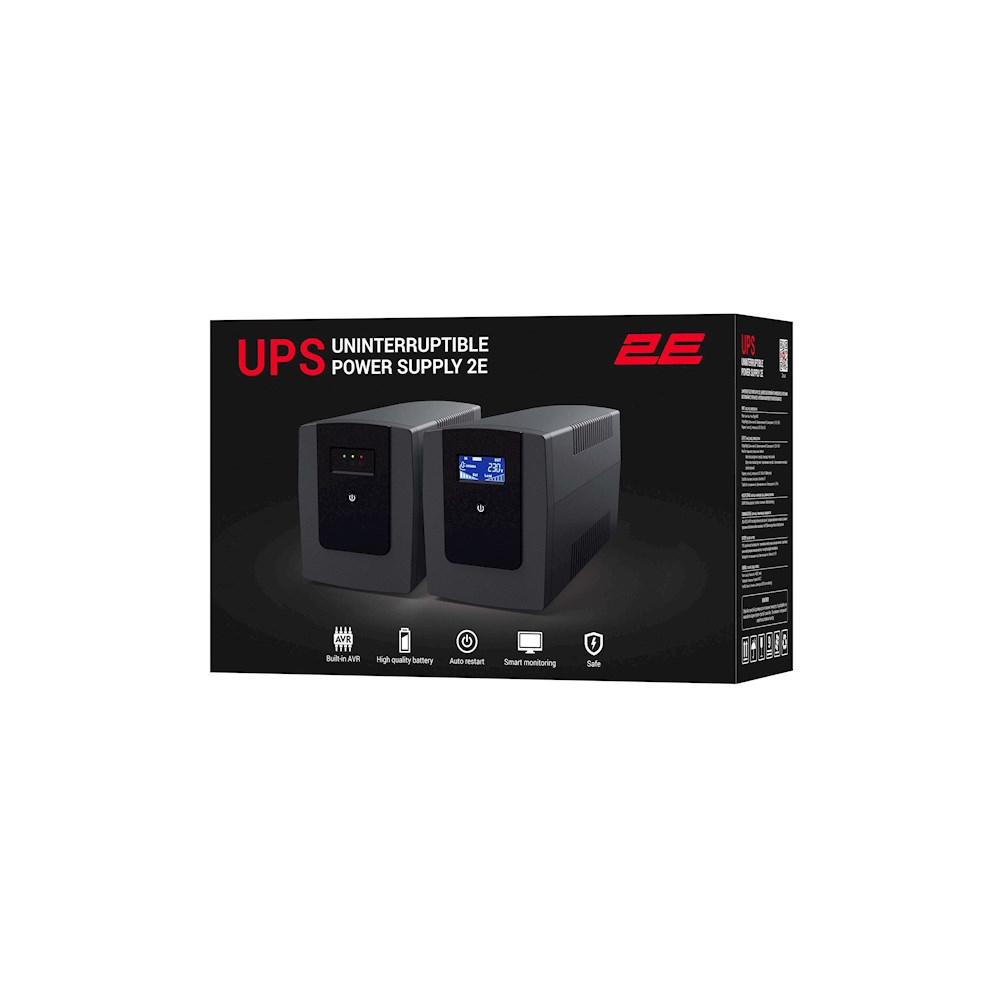 უწყვეტი კვების წყარო 2E ED850, 850VA, 450W, LED, 2 x Schuko, Black
