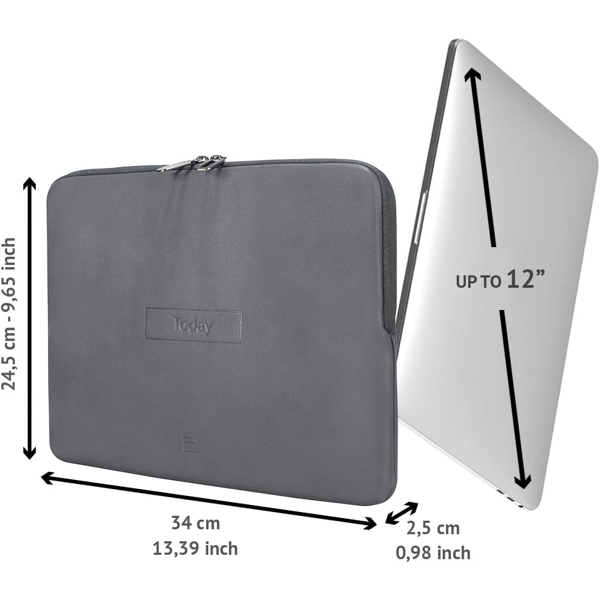 Tucano BFTO1112-G Today, 12", Laptop Sleeve, Gray