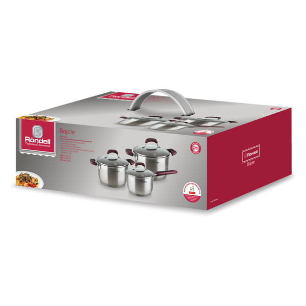 ქვაბების ნაკრები Rondell RDS 823, 3Pcs Set, Silver