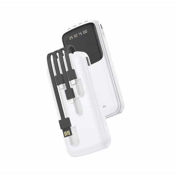 პორტატული დამტენი Sikenai DX-3, 20000mAh, USB Type-C, Lightning, Micro USB, Power Bank, White