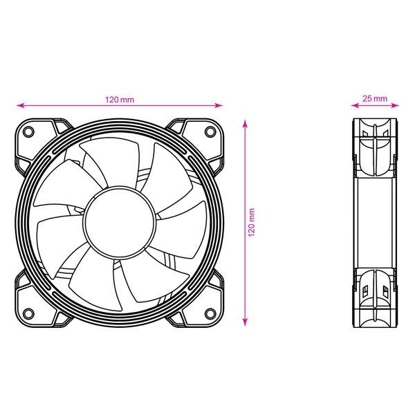 ქულერი 2E 2E-ACF120B-RGB, RGB, 120mm, 1300RPM, Cooler, Black