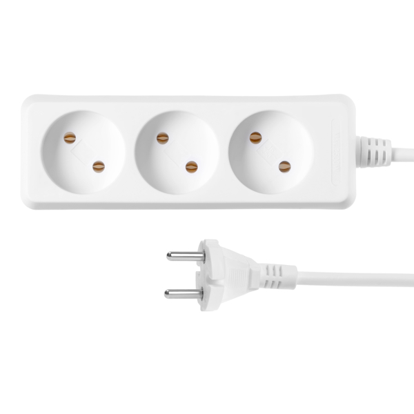 დენის გამანაწილებელი 2E 2E-U03M1.8, 3 Socket, 1.8m, White