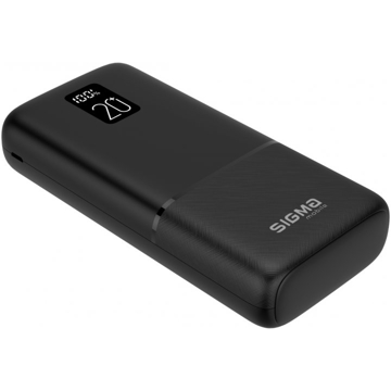 პორტატული დამტენი Sigma SI20A2QL, 20000mAh, USB Type-C, USB-A, Power Bank, Black