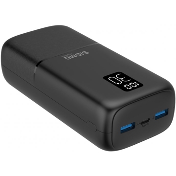 პორტატული დამტენი Sigma SI30A3QL, 30000mAh, USB Type-C, USB-A, Power Bank, Black