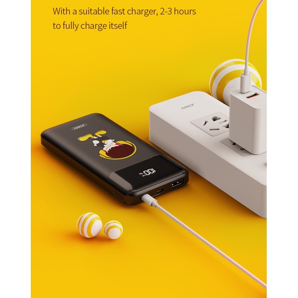 პორტატული დამტენი Joway JP280, 10000mAh, USB Type-C, Micro USB, Power Bank, Black