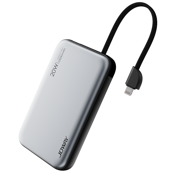 პორტატული დამტენი Joway JP298, 10000mAh, USB Type-C, USB-A, Power Bank, Silver