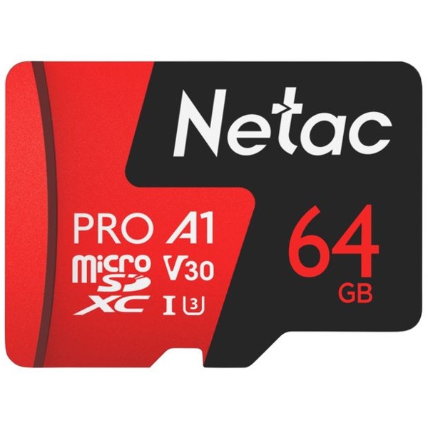  მეხსიერების ბარათი Netac NT02P500PRO-064G-S, 64GB, Micro SDXC, UHS-I, Black