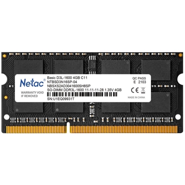 Netac NTBSD3N16SP-04, RAM 4GB, DDR3 SODIMM, 1600MHz