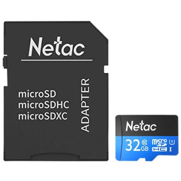 მეხსიერების ბარათი Netac NT02P500STN-032G-S, 32GB, MicroSDHC, U1, C10, Black