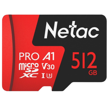 Netac NT02P500PRO-512G-S, 512GB, MicroSDXC, V30, A1, UHS-I, C10, Black