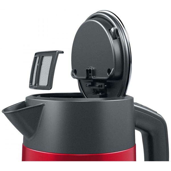 ელექტრო ჩაიდანი Bosch TWK4P434, 2400W, 1.7L, Electric Kettle, Red/Black