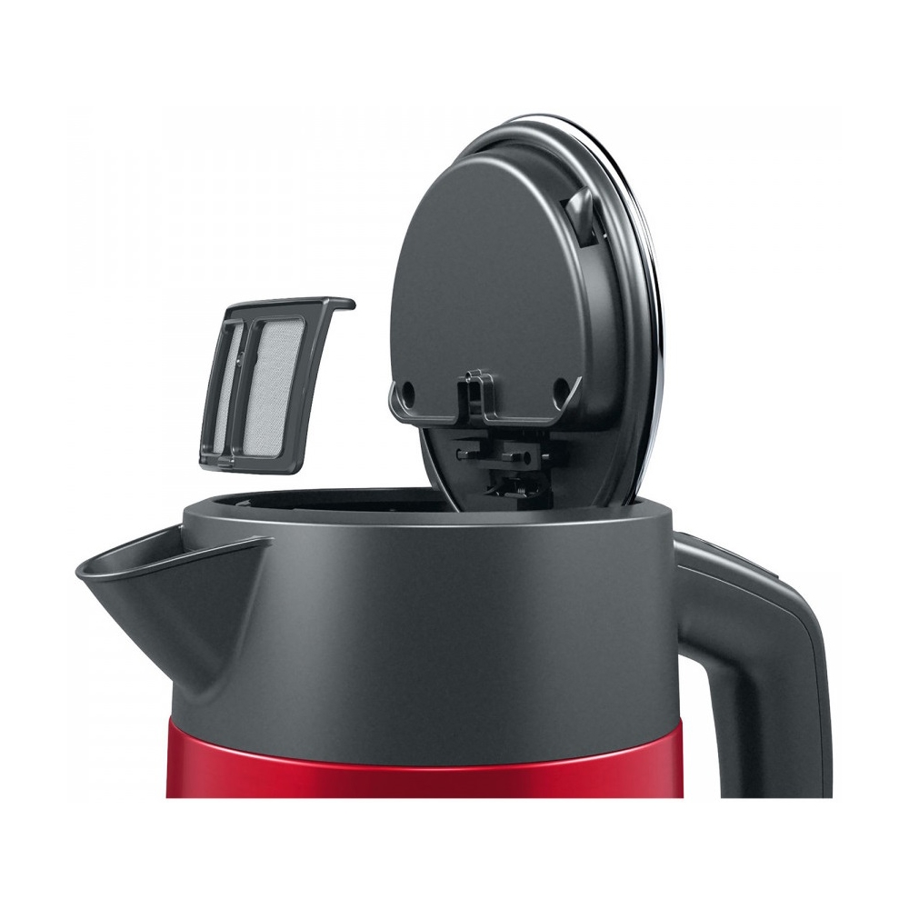 ელექტრო ჩაიდანი Bosch TWK4P434, 2400W, 1.7L, Electric Kettle, Red/Black